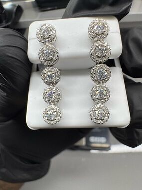 925 Sterling Silver with Rhodium 3.00 CTW VVSD Moissanite Cluster Earrings